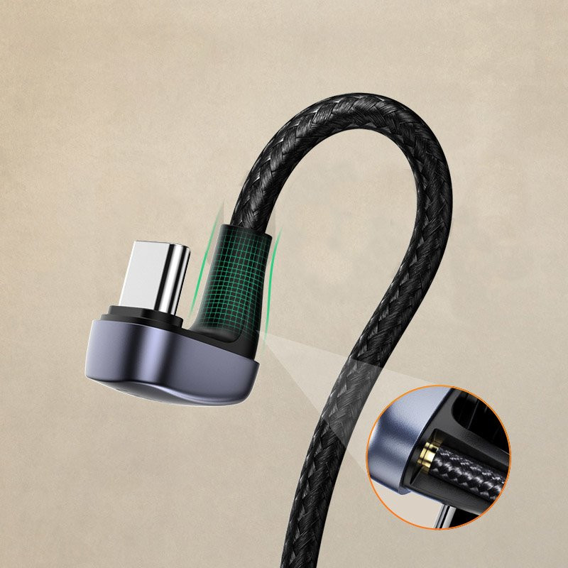 Kampinis USB – USB-C laidas skirtas QC AFC FCP grotuvams 1m – pilkas