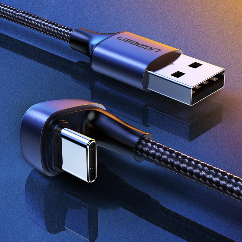 Kampinis USB – USB-C laidas skirtas QC AFC FCP grotuvams 1m – pilkas