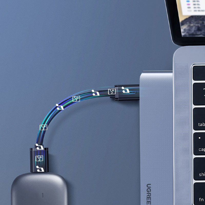 Daugiafunkcinis HUB prievadas skirtas MacBook Pro / Air 2x USB-C į USB-C HDMI 3x USB 3.0 – pilka