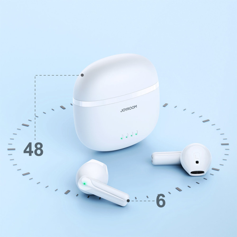 TWS belaidės ausinės ENC vandeniui atsparios IPX4 Bluetooth 5.3 baltos spalvos