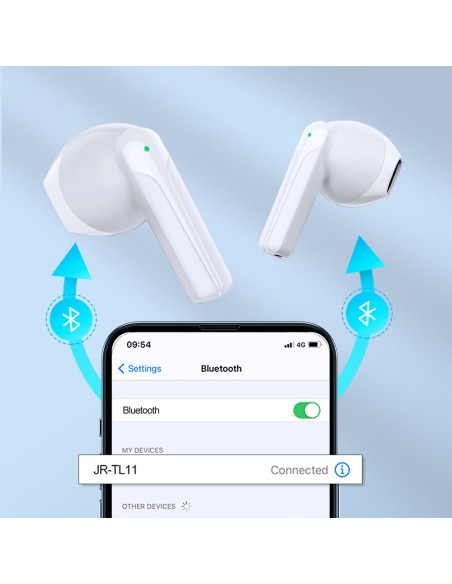 TWS belaidės ausinės ENC vandeniui atsparios IPX4 Bluetooth 5.3 baltos spalvos TWS belaidės ausinės ENC vandeniui atsparios IPX4 Bluetooth 5.3 baltos spalvos