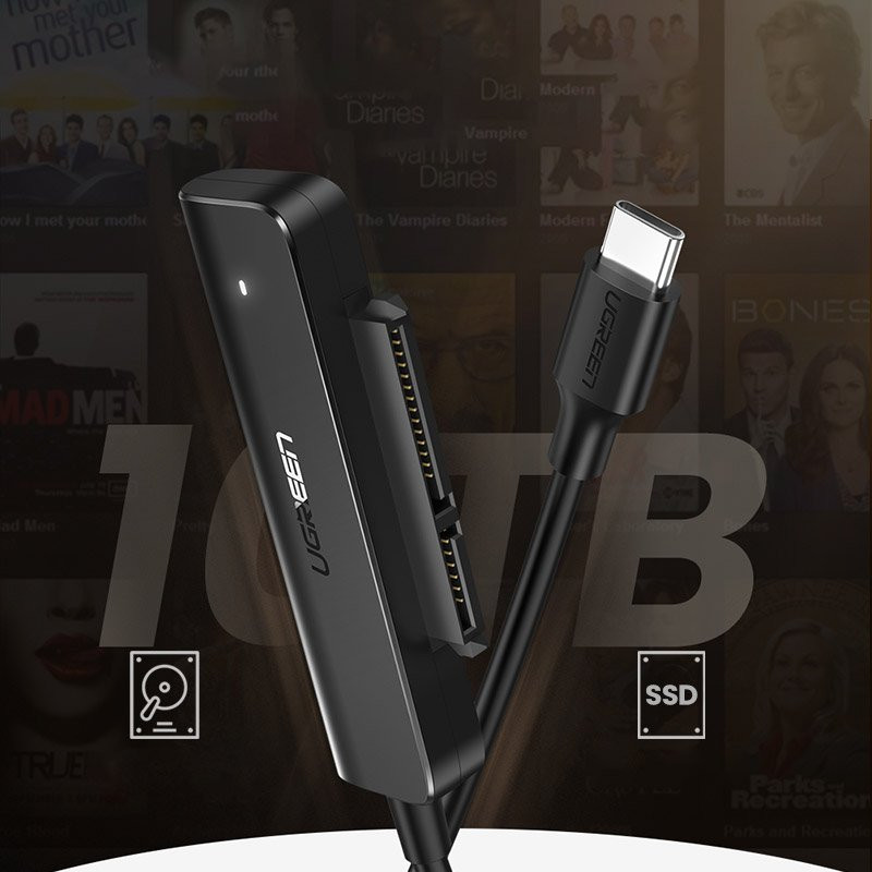 HDD SSD 2.5& 39 & 39 SATA III 3.0 į USB-C adapteris – juodas