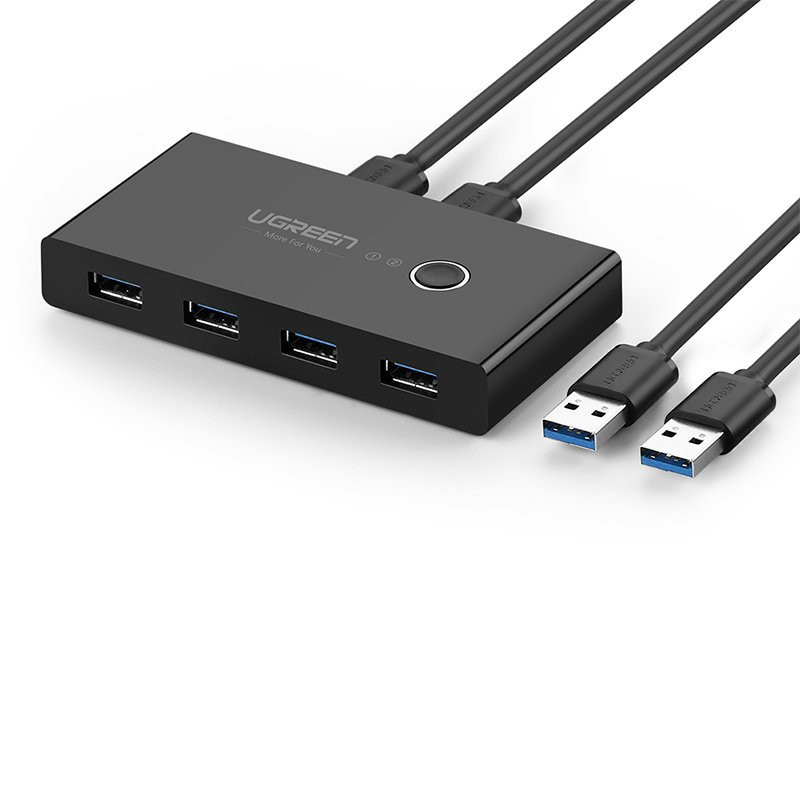 Jungiklių dėžė HUB switch 4x USB 3.2 Gen 1 USB skirstytuvas dviem kompiuteriams - juodas