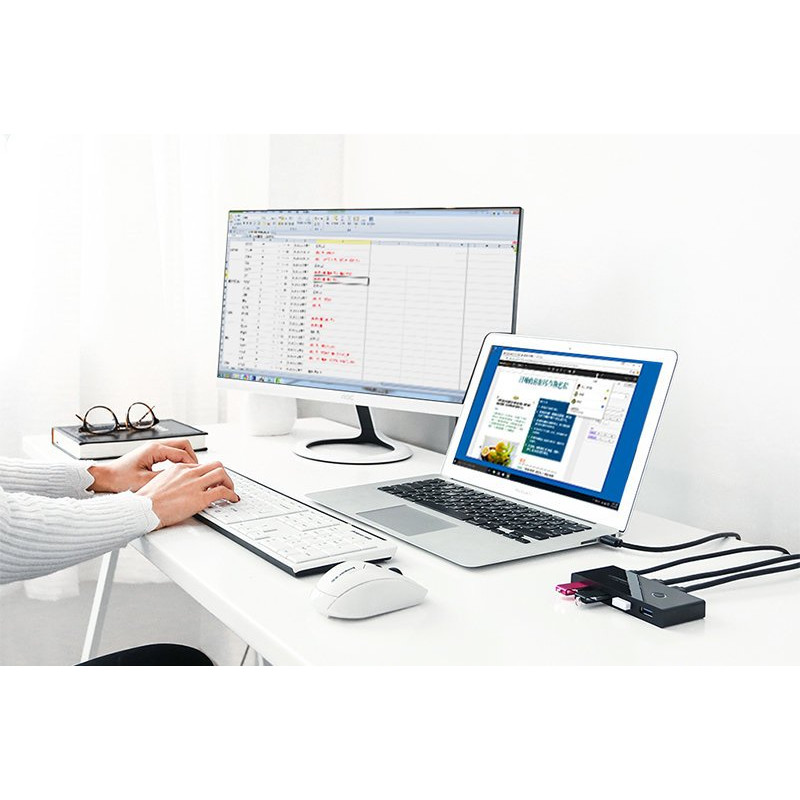 Jungiklių dėžė HUB switch 4x USB 3.2 Gen 1 USB skirstytuvas dviem kompiuteriams - juodas
