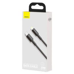 
Kabelis iPhone USB-C - Žaibiškas greitas įkrovimas 20W 1m - juodas
