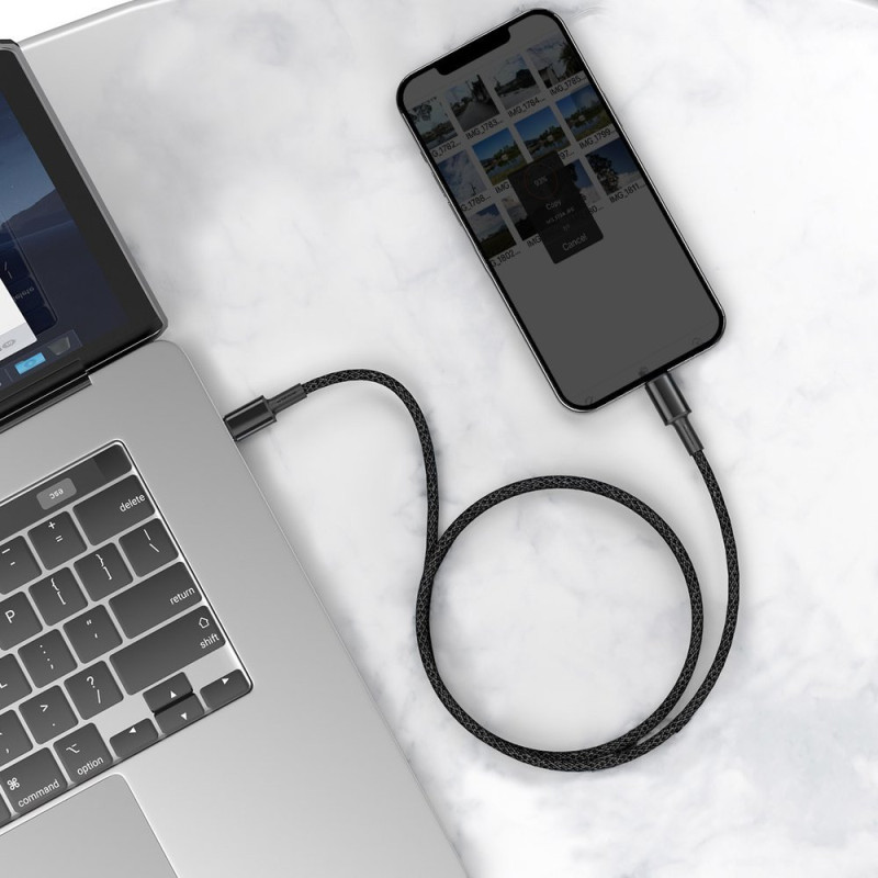 
Kabelis iPhone USB-C - Žaibiškas greitas įkrovimas 20W 1m - juodas
