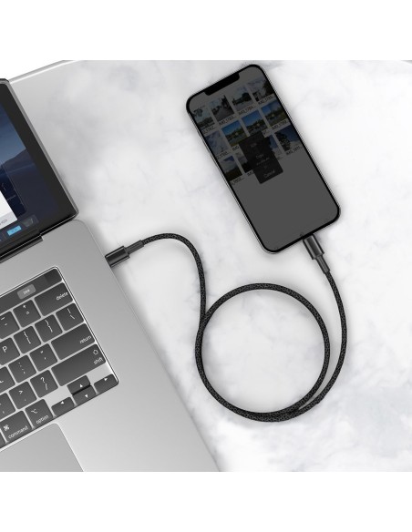 
Kabelis iPhone USB-C - Žaibiškas greitas įkrovimas 20W 1m - juodas
