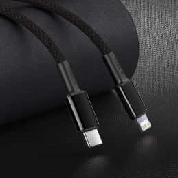 
Kabelis iPhone USB-C - Žaibiškas greitas įkrovimas 20W 1m - juodas
