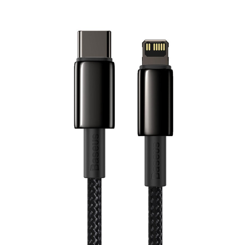 Kabelis iPhone USB-C - Žaibiškai greitas įkrovimas 20W 1m - visas juodas