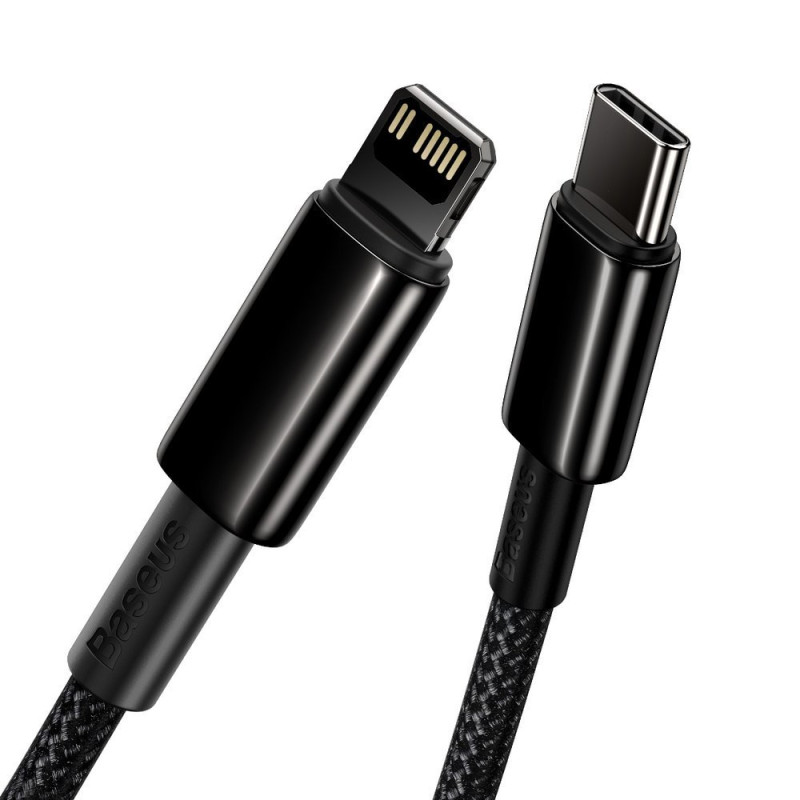 Kabelis iPhone USB-C – Žaibiškai greitas įkrovimas 20W 2m – visas juodas