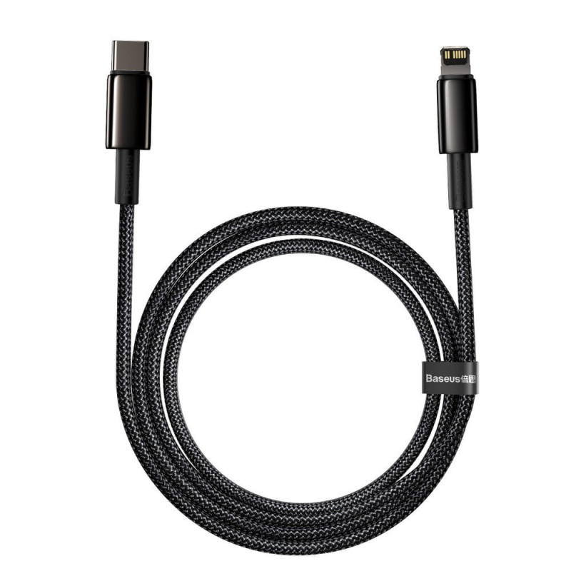 Kabelis iPhone USB-C – Žaibiškai greitas įkrovimas 20W 2m – visas juodas
