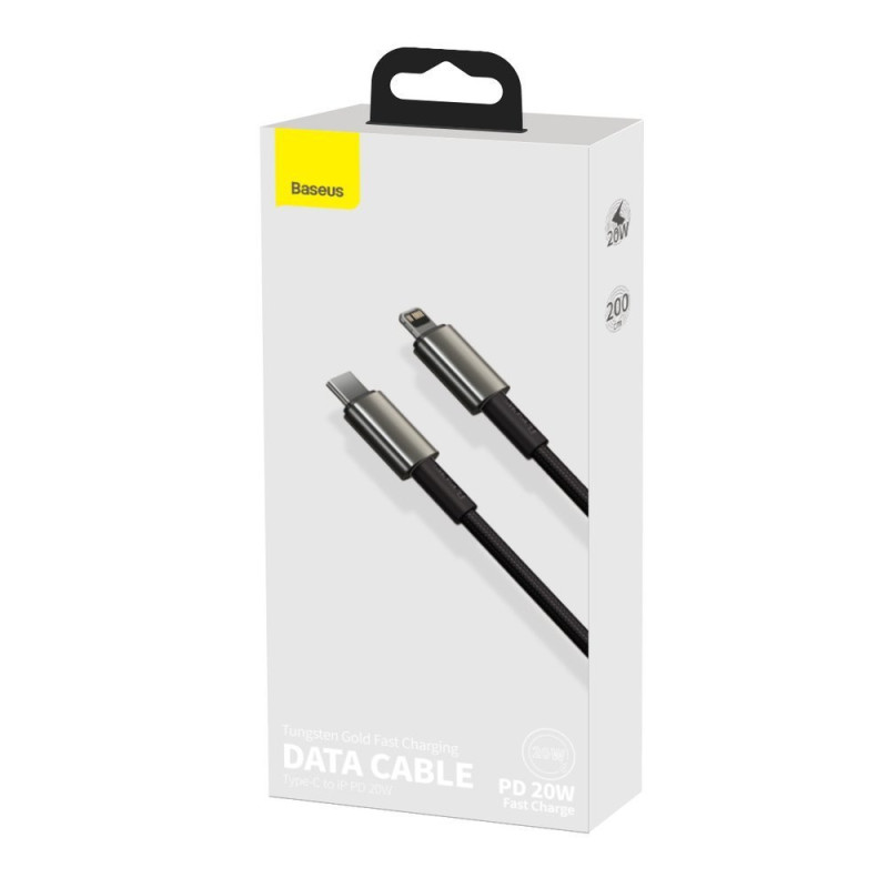 Kabelis iPhone USB-C – Žaibiškai greitas įkrovimas 20W 2m – visas juodas
