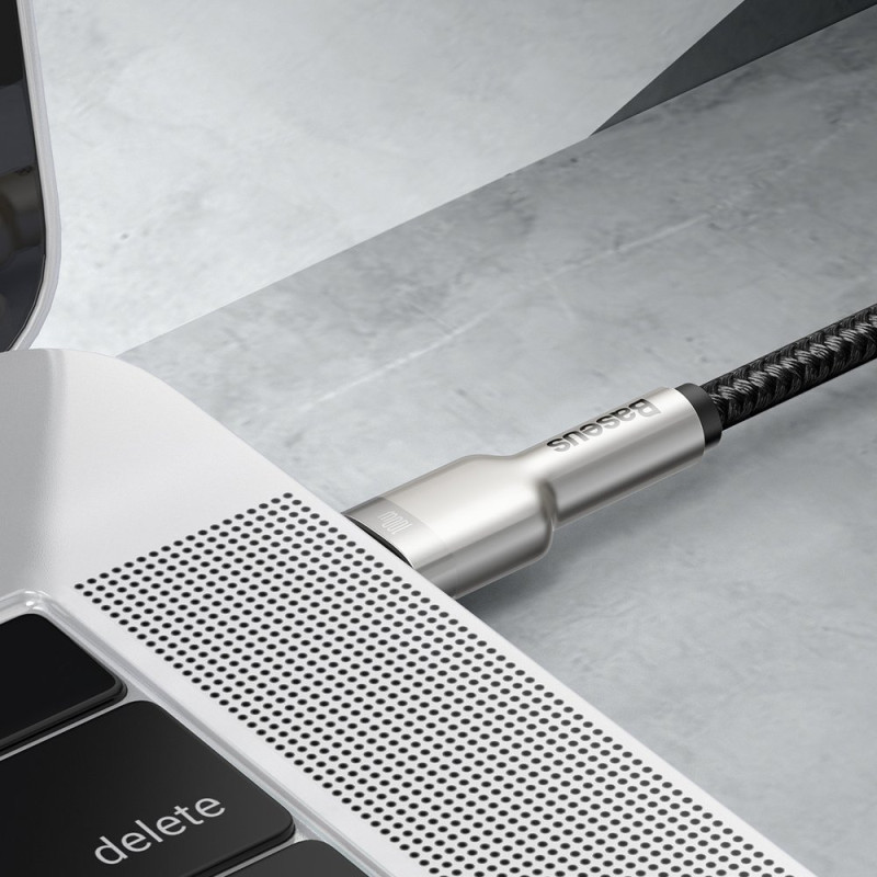USB-C - USB-C Cafule Metal Data Maitinimo kabelis 100W 1m - juodas