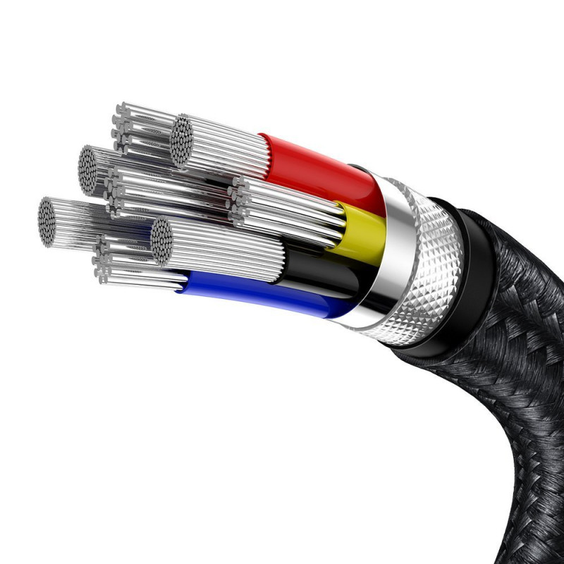 USB-C - USB-C Cafule Metal Data Maitinimo kabelis 100W 1m - juodas