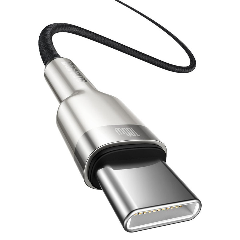 USB-C - USB-C Cafule Metal Data Maitinimo kabelis 100W 2m - juodas