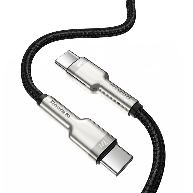 USB-C - USB-C Cafule Metal Data Maitinimo kabelis 100W 2m - juodas