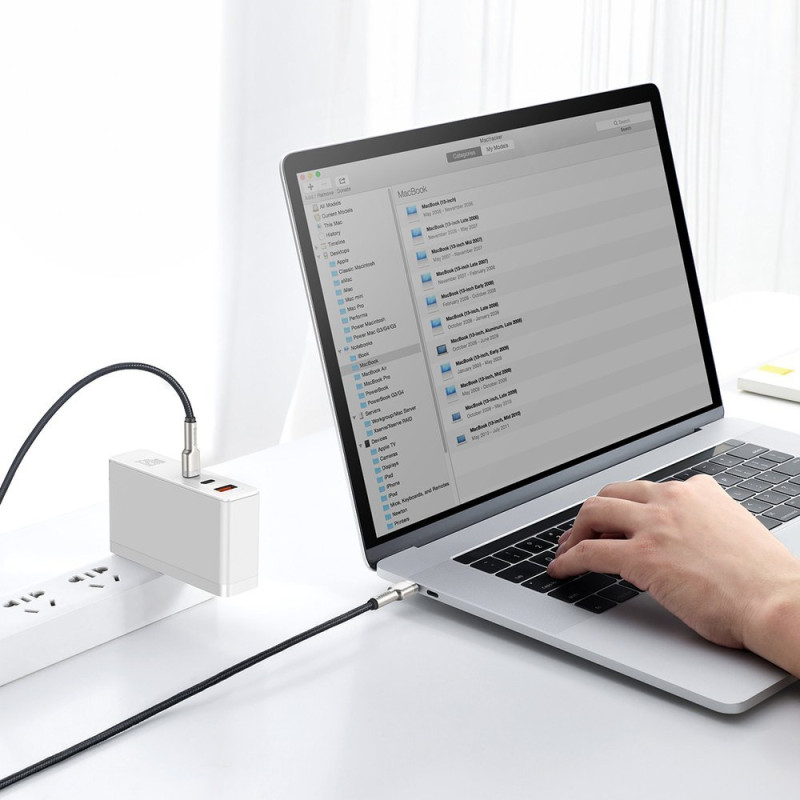 USB-C - USB-C Cafule Metal Data Maitinimo kabelis 100W 2m - juodas