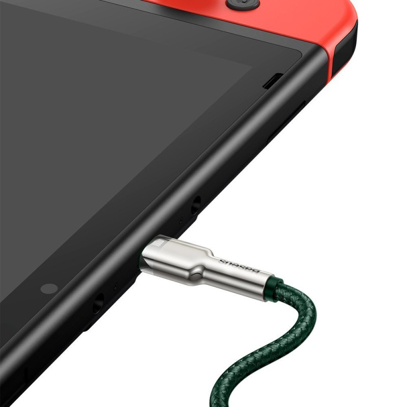 USB-C - USB-C Cafule Metal Data Maitinimo kabelis 100W 2m - žalias