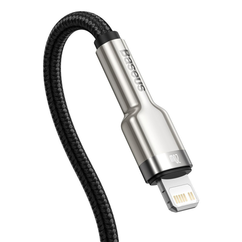 iPhone USB-C - Lightning Cafule Metal Data Power Delivery kabelis 20W 1m - juodas