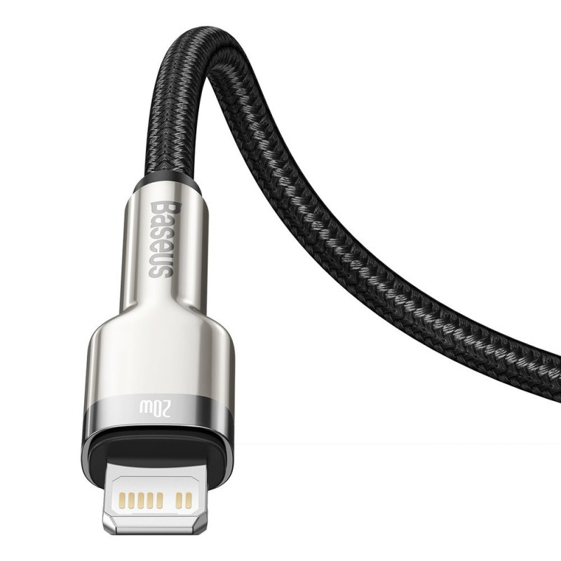 iPhone USB-C - Lightning Cafule Metal Data Power Delivery kabelis 20W 1m - juodas