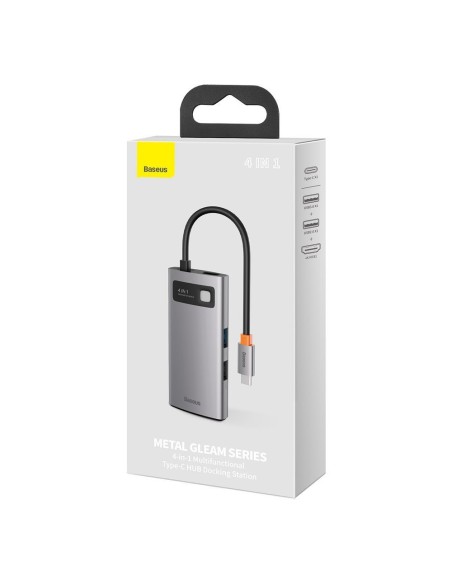 
4 viename daugiafunkcis HUB Metal Gleam USB-C į USB-C maitinimo tiekimas HDMI USB 3.2 USB 2.0
