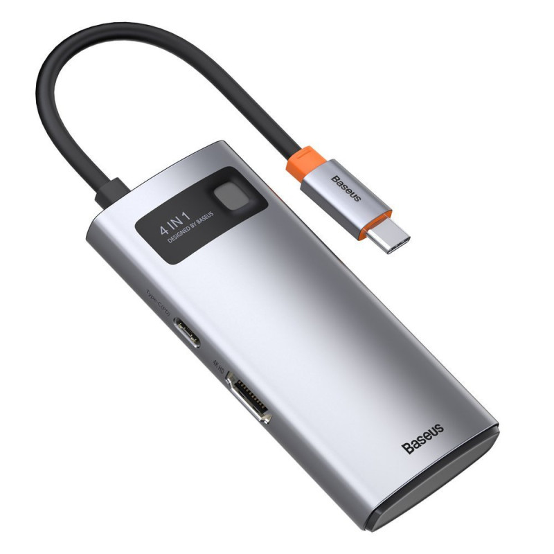 
4 viename daugiafunkcis HUB Metal Gleam USB-C į USB-C maitinimo tiekimas HDMI USB 3.2 USB 2.0
