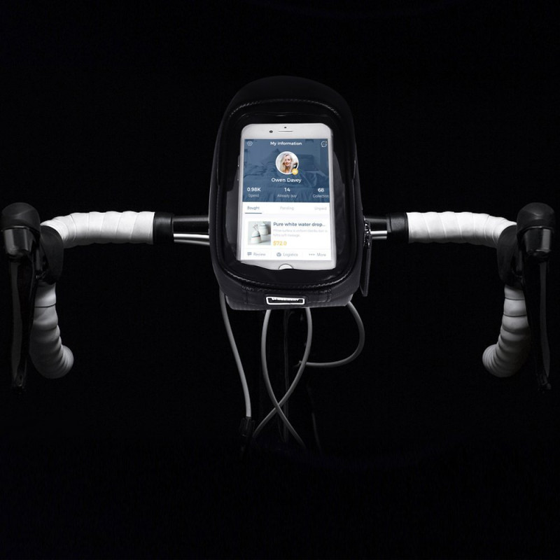 Dviračio vairo krepšys su telefono dėklu 1 l juodas