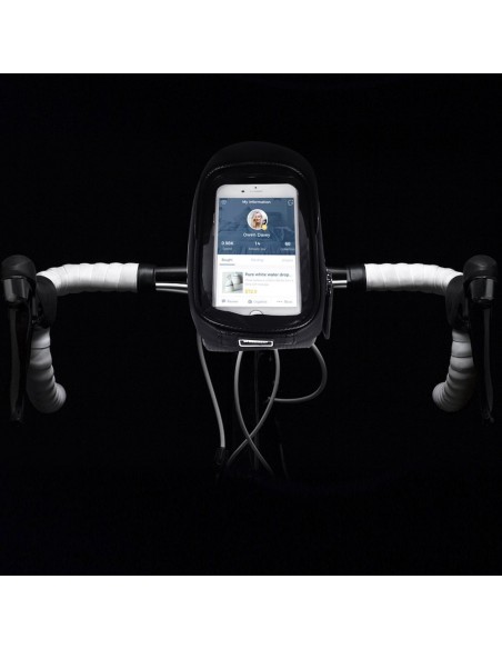 Dviračio vairo krepšys su telefono dėklu 1 l juodas