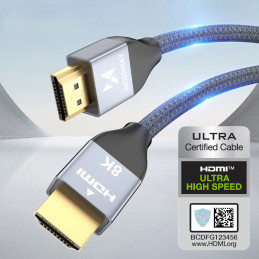 
Tvirtas ir patvarus HDMI 2.1 8K/ 4K/ 2K pintas kabelis 2m – sidabrinis
