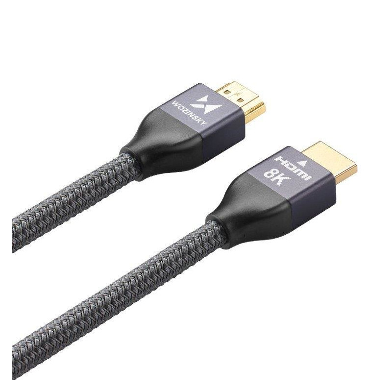 Tvirtas ir patvarus HDMI 2.1 8K/ 4K/ 2K pintas kabelis 2m – sidabrinis