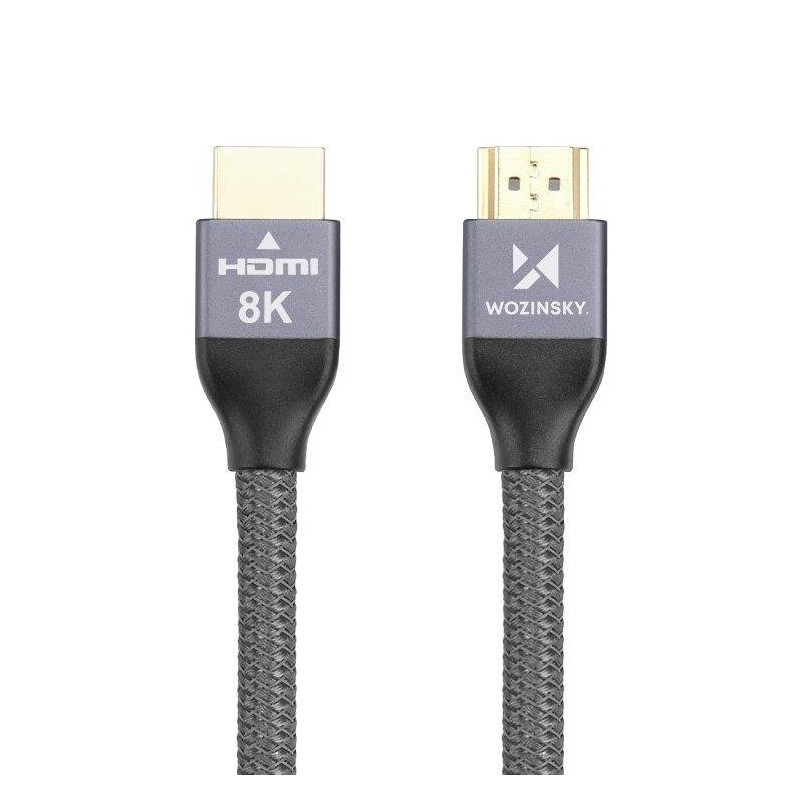 Tvirtas ir patvarus HDMI 2.1 8K/ 4K/ 2K pintas kabelis 2m – sidabrinis
