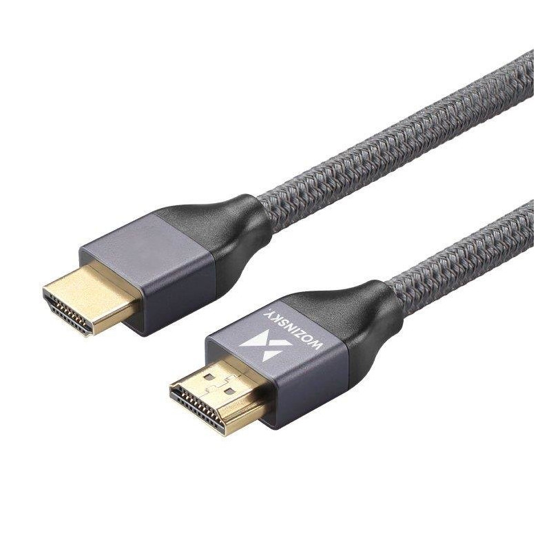 Tvirtas ir patvarus HDMI 2.1 8K/ 4K/ 2K pintas kabelis 2m – sidabrinis
