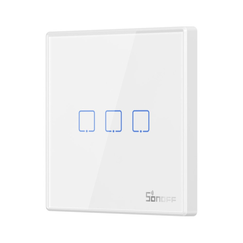 Trijų kanalų jutiklinis šviesos jungiklio mygtukas WiFi nuotolinio valdymo pultas 433 MHz baltas T2EU3C-RF