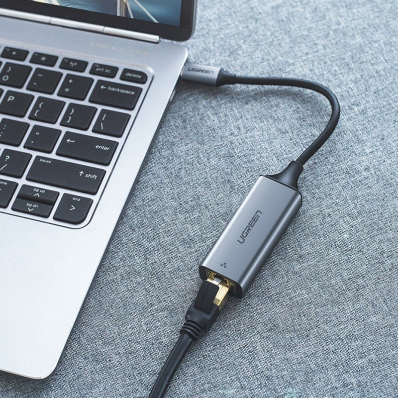 Išorinė RJ45 LAN tinklo plokštė – USB-C 1 Gigabit Ethernet – pilka
