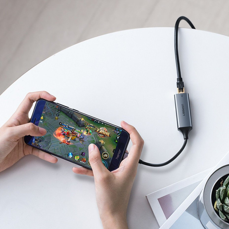 Išorinė RJ45 LAN tinklo plokštė – USB-C 1 Gigabit Ethernet – pilka