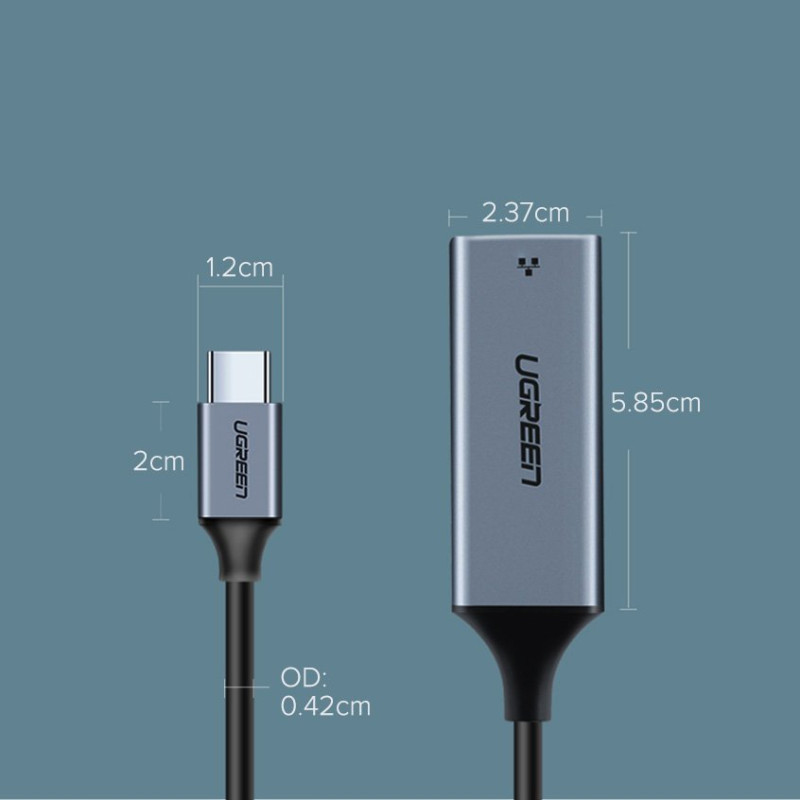 Išorinė RJ45 LAN tinklo plokštė – USB-C 1 Gigabit Ethernet – pilka