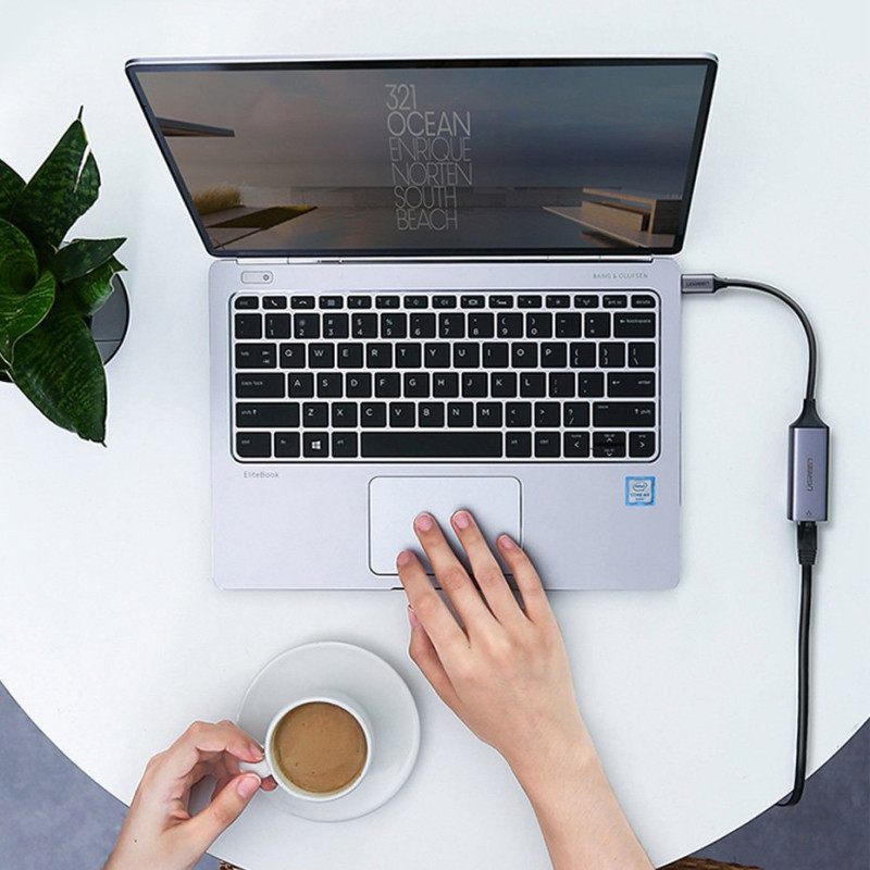 Išorinė RJ45 LAN tinklo plokštė – USB-C 1 Gigabit Ethernet – pilka