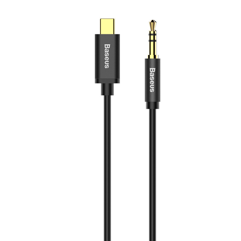 Stereo garso laidas AUX 3.5mm Mini Jack - USB-C 120cm - juodas