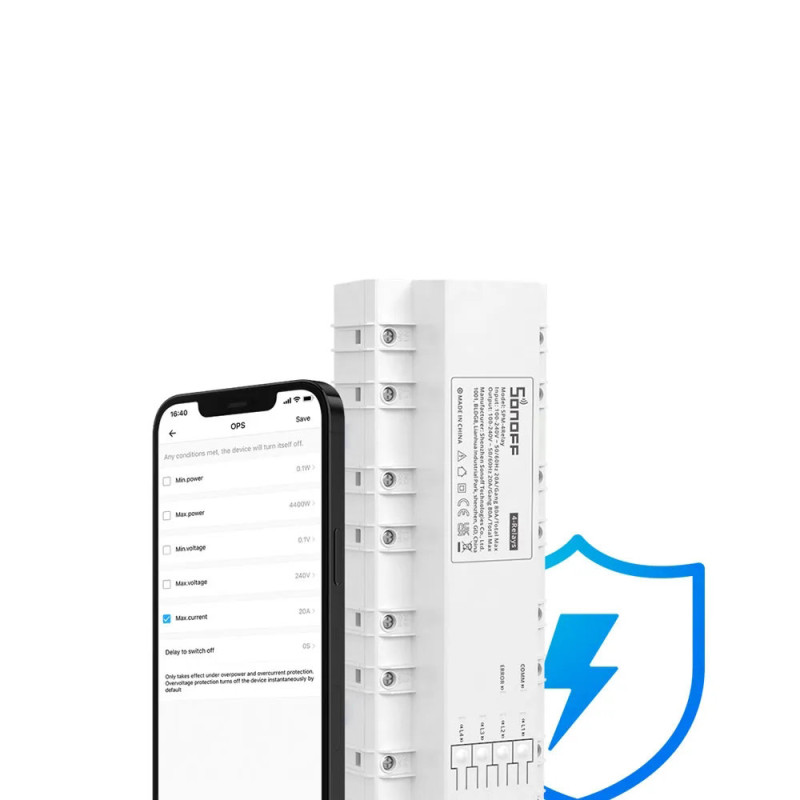 Išmanusis jungiklis energijos suvartojimo matuoklis WiFi Ethernet SPM-4Relay