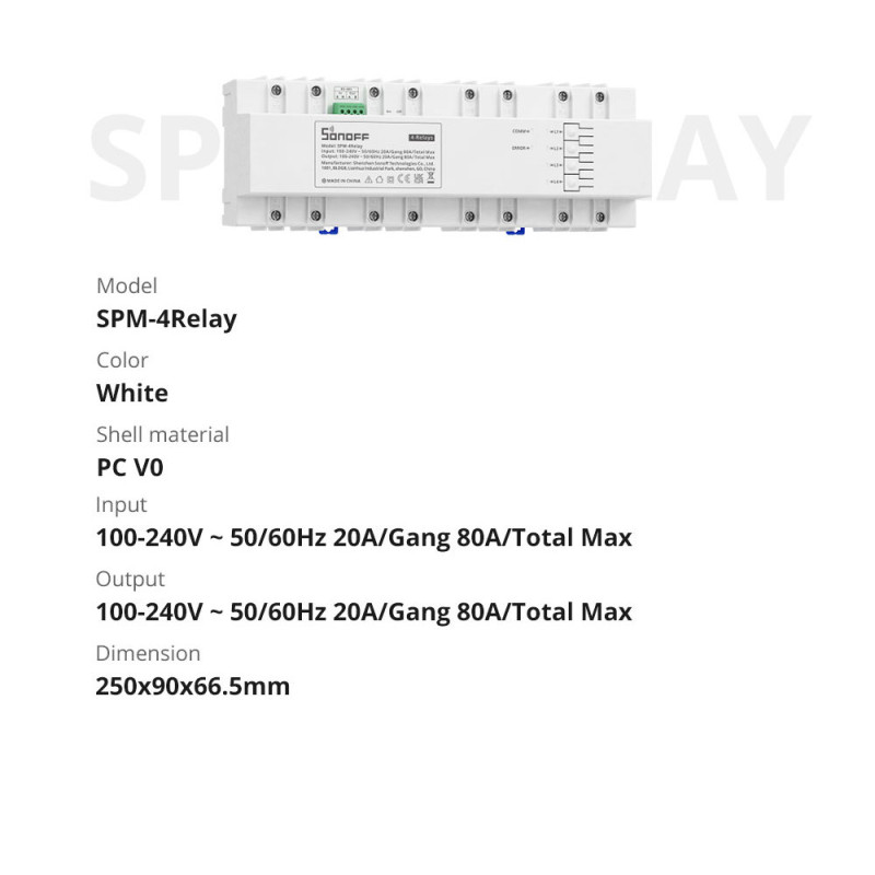 Išmanusis jungiklis energijos suvartojimo matuoklis WiFi Ethernet SPM-4Relay