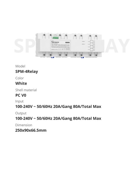 Išmanusis jungiklis energijos suvartojimo matuoklis WiFi Ethernet SPM-4Relay Išmanusis jungiklis energijos suvartojimo matuoklis WiFi Ethernet SPM-4Relay