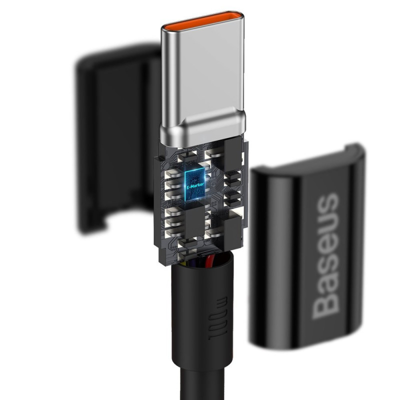 Puikus USB-C – USB-C greito įkrovimo laidas 100W 5A 2m – juodas
