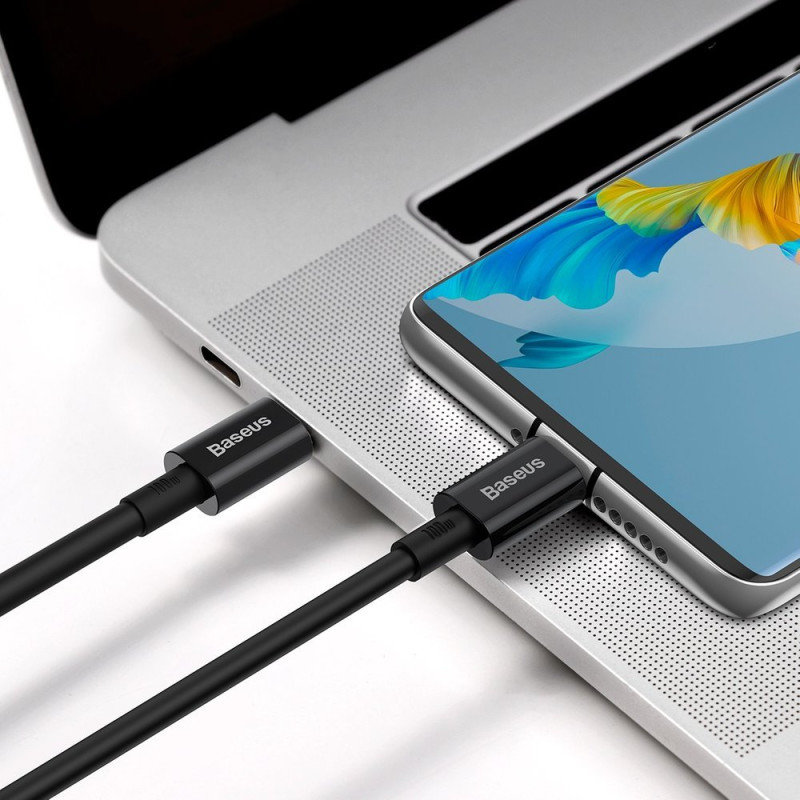 Puikus USB-C – USB-C greito įkrovimo laidas 100W 5A 2m – juodas