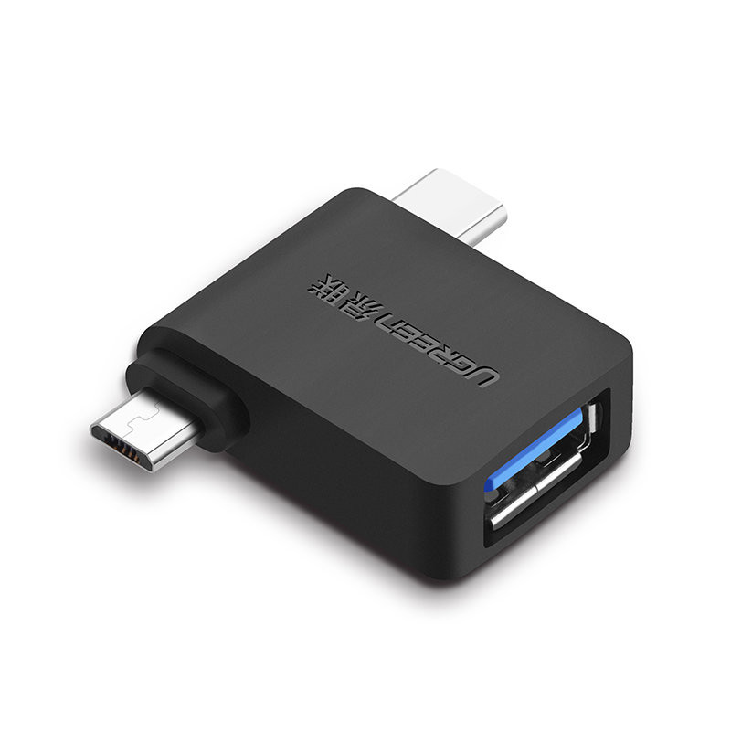 
2in1 USB į USB-C / mikro USB OTG adapteris – juodas
