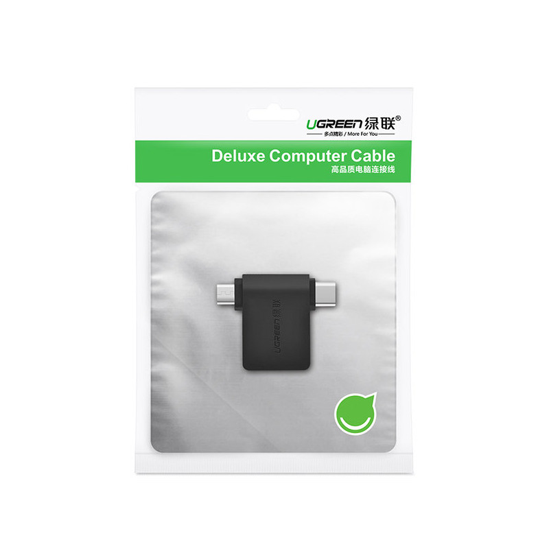 2in1 USB į USB-C / mikro USB OTG adapteris – juodas