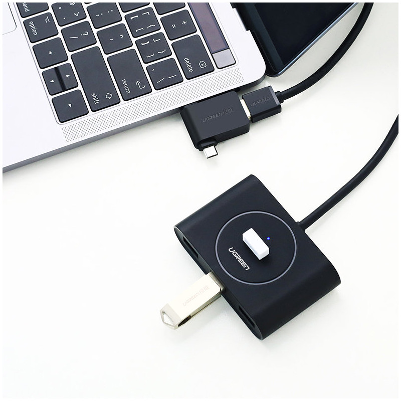 2in1 USB į USB-C / mikro USB OTG adapteris – juodas
