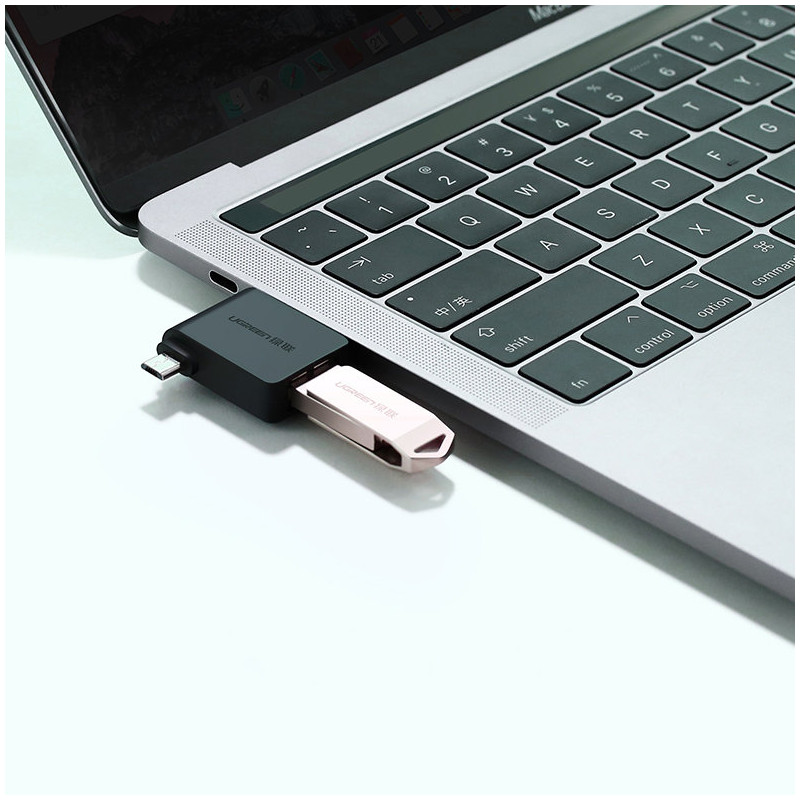 2in1 USB į USB-C / mikro USB OTG adapteris – juodas
