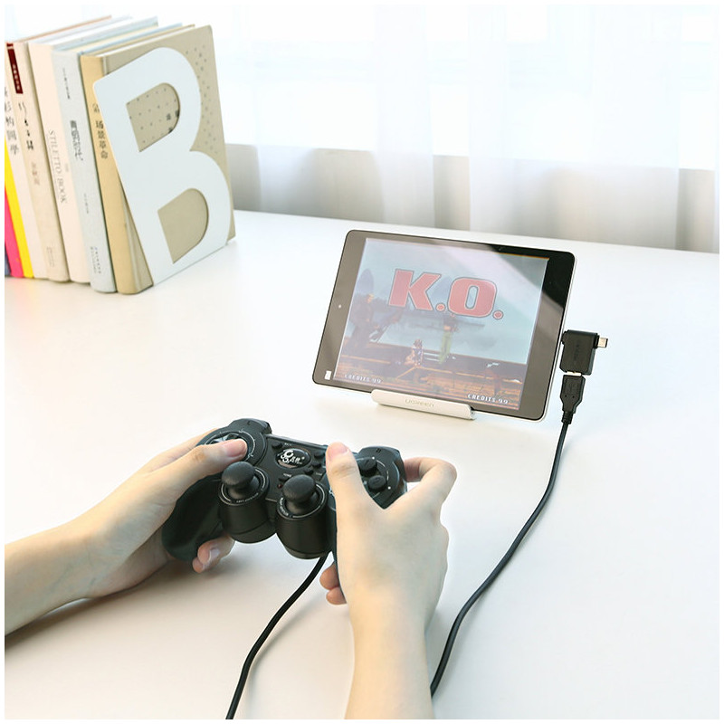 2in1 USB į USB-C / mikro USB OTG adapteris – juodas