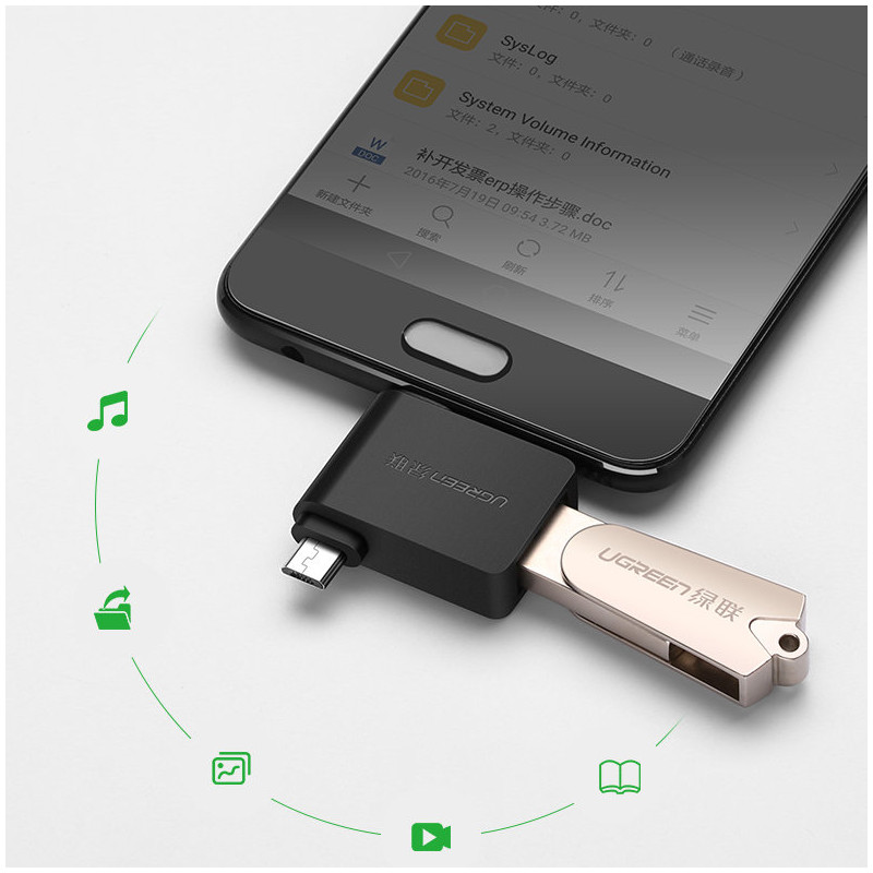 2in1 USB į USB-C / mikro USB OTG adapteris – juodas