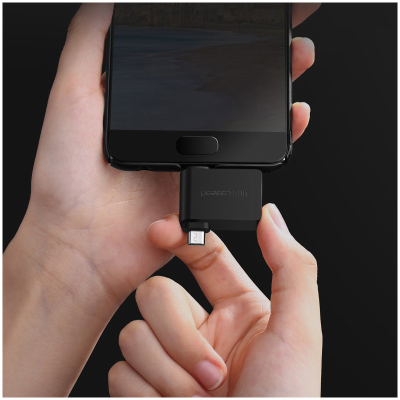 2in1 USB į USB-C / mikro USB OTG adapteris – juodas